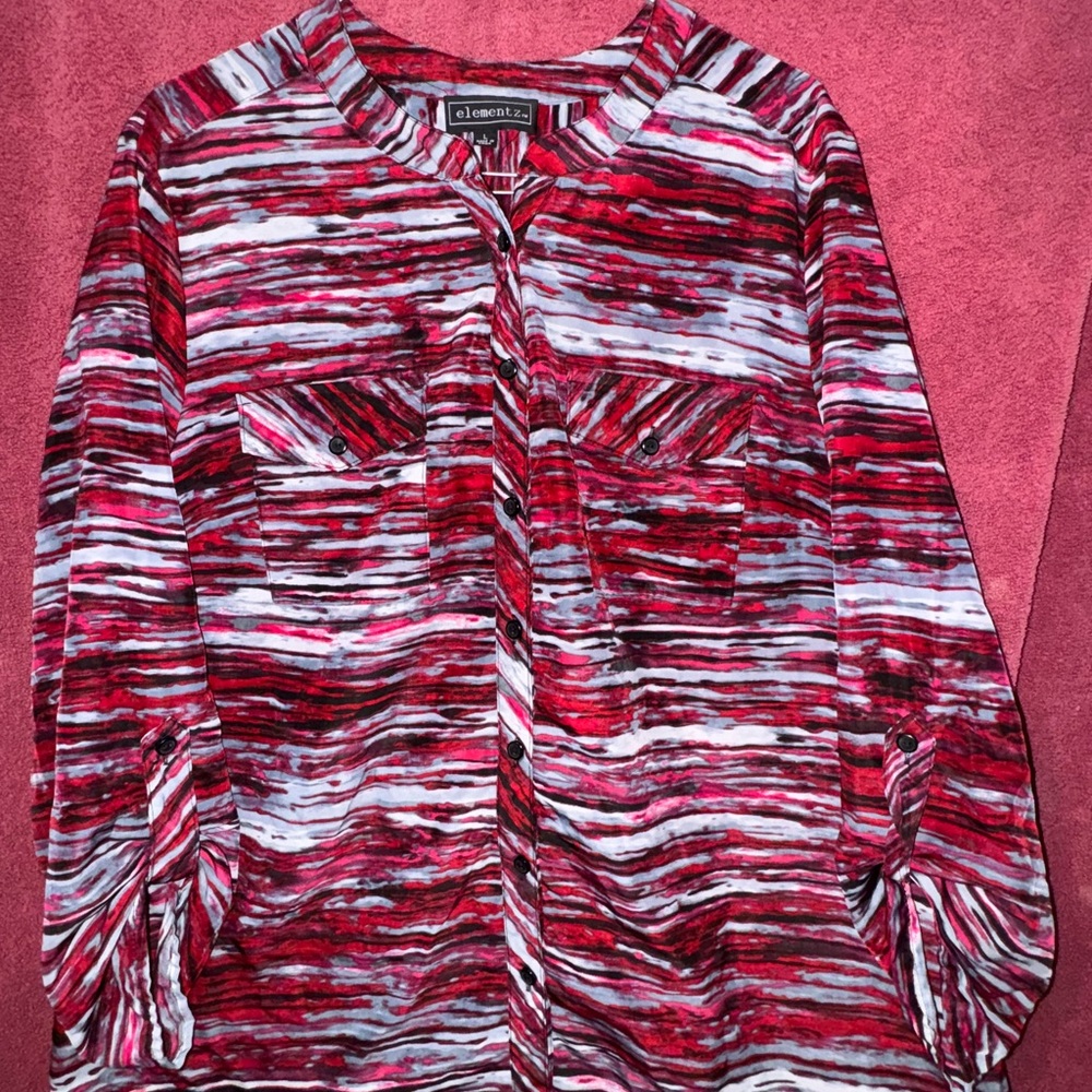 Elementz Red and White Striped Men's Shirt